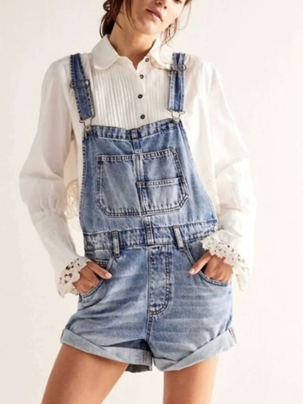 We The Free Light Blue Denim Short'alls - Picture 5 of 9
